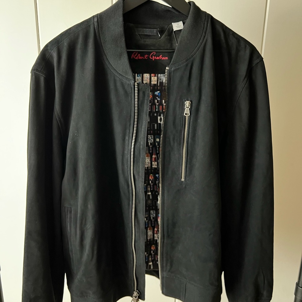 Robert Graham black bomber jacket unworn and unused. Great condition